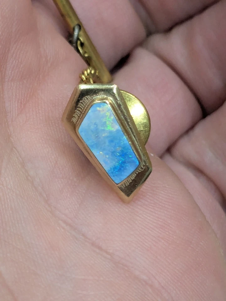 Винтажный галстук из желтого золота 1,31 г 9 карат с опалом!!! - Изображение 2 из 4