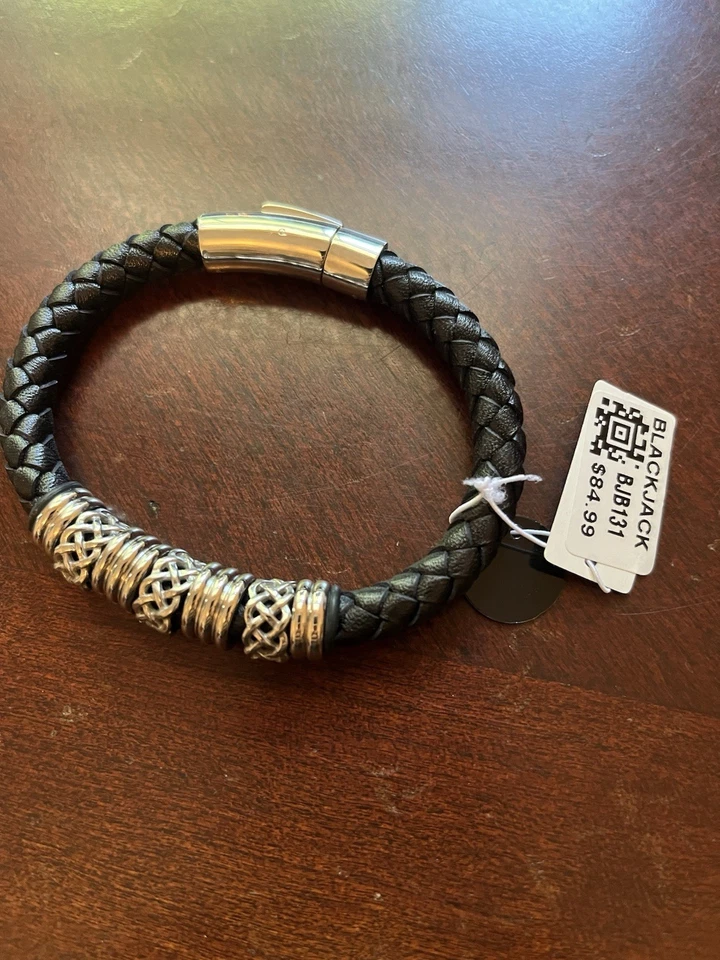 Blackjack Men’s Leather Bracelet - Image 2 of 3