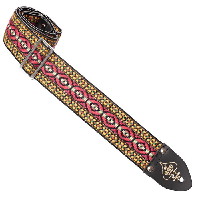 D'Andrea ACE 4 Vintage Reissue Bohemian Red Adjustable 2'' Wide Guitar Strap