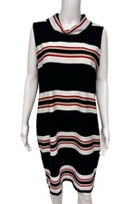 Calvin Klein Women's Sleeveless Multicolor Striped Collared Sheath Dress Size M