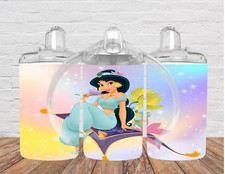 Handmade Princess Jasmie Inspired 12oz Insulated Sippy Cup Tumbler With 2 Lids