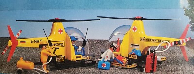 Playmobil 3247 Hélicoptère De Secours Vintage Complet Avec Boîte