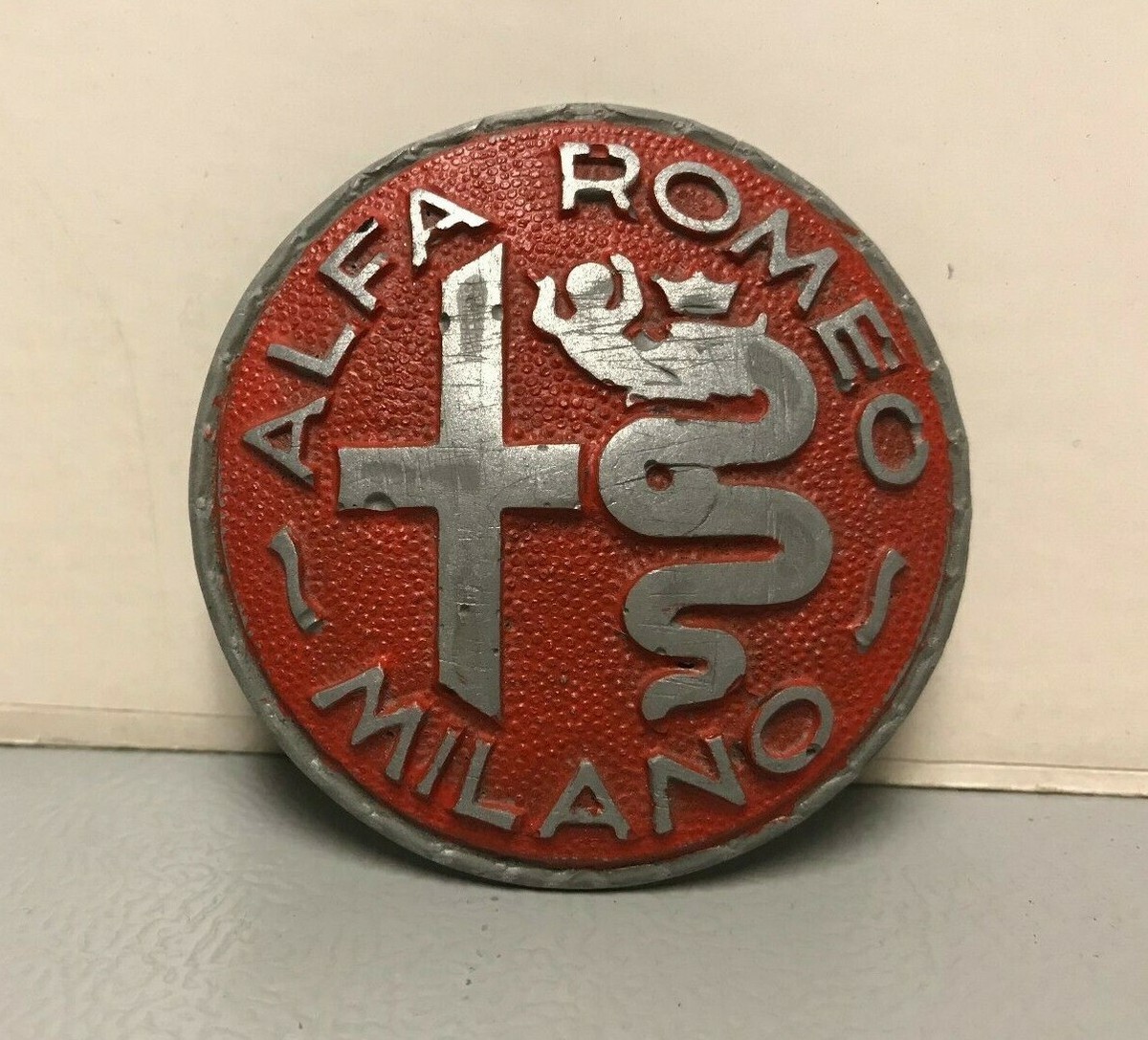 Alfa Romeo Milano Steel Badge Red and Silver 1945 - 1950 | eBay