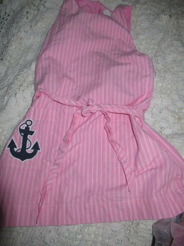 Robe Crewcuts Pour Fille – Rayures Roses, Ancre Appliquée – Taille 7-8 Ans – Très Bon état