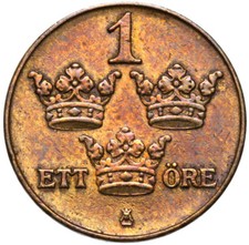 Schweden - K&ouml;nig Gustav V. - M&uuml;nze - 1&nbsp;&Ouml;re&nbsp;Oere 1924 - Stockholm - ERHALTUNG !