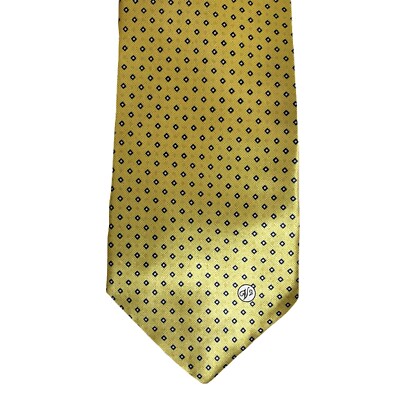 V2 Versace Classic Silk Tie Yellow Gold Diamond Pattern 60 