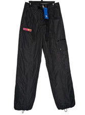 Adidas Womens High Waisted Belted Prem Windbreaker Pants Size XS Black Noir 150