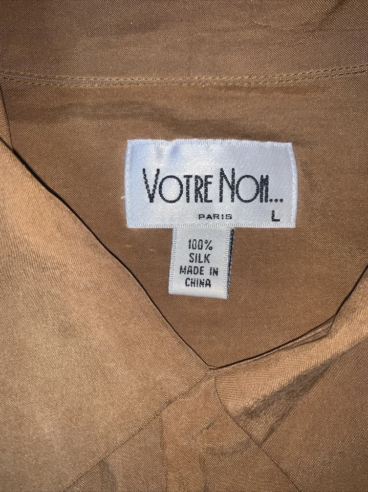 Preowned- Vintage Votre Nom Button Front Silk Blouse Womens (Size L) - Изображение 4 из 4