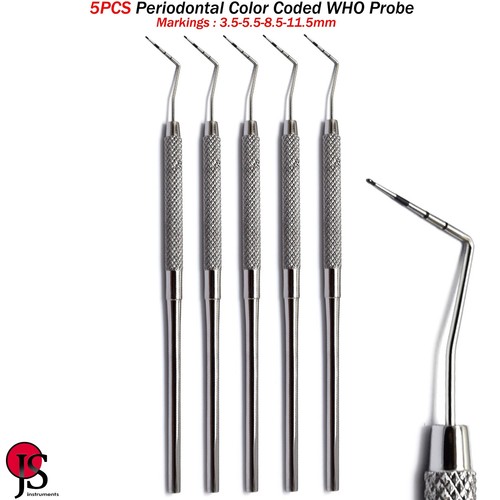 Sonde Parodontale Dentaire Avec Pointe Boule Colorée – Pour Mesurer La Profondeur Des Poches – Certifiée CE