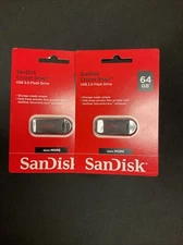 Lot Of 2 SanDisk Cruzer Snap 64GB Flash Drive USB 2.0 Thumb Memory