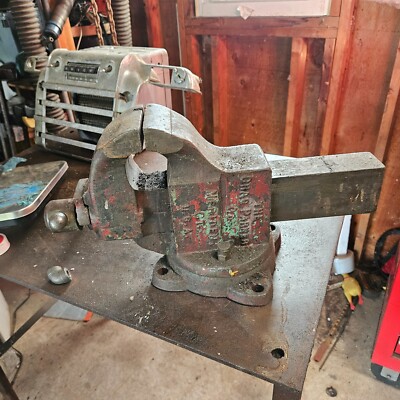Vintage Heavy Duty Chas Parker 824 4'' Swivel Bench Vise 80 lbs. machinists
