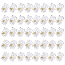 Telephone Modular Plug Male RJ9/RJ10/RJ22 Connectors, Copper Core 4P4C 40pcs