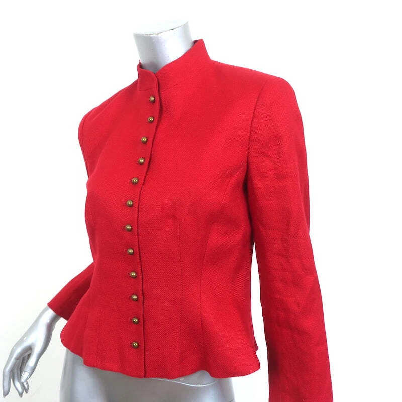 Lauren Ralph Lauren Victorian Jacket Red Linen Size 6 - Image 2 of 4