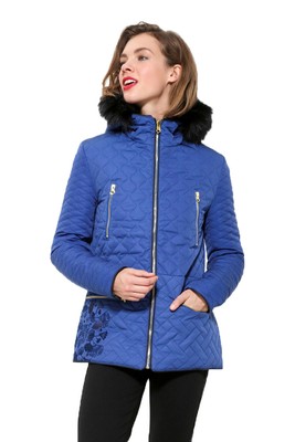 Desigual Blue Fran Coat 36-46 UK 8-18 RRP £184 Padded Quilted Puffa Jacket