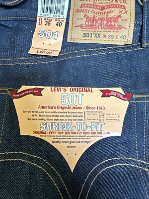 501 XX Levi's Shrink To Fit Deadstock Raw Jeans 35x40 NWT | eBay