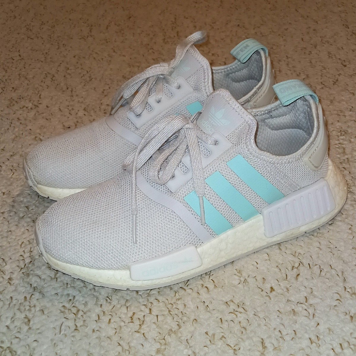 Adidas NMD R1 Grey Clear Mint Green Men's Sneakers Used Trainers
