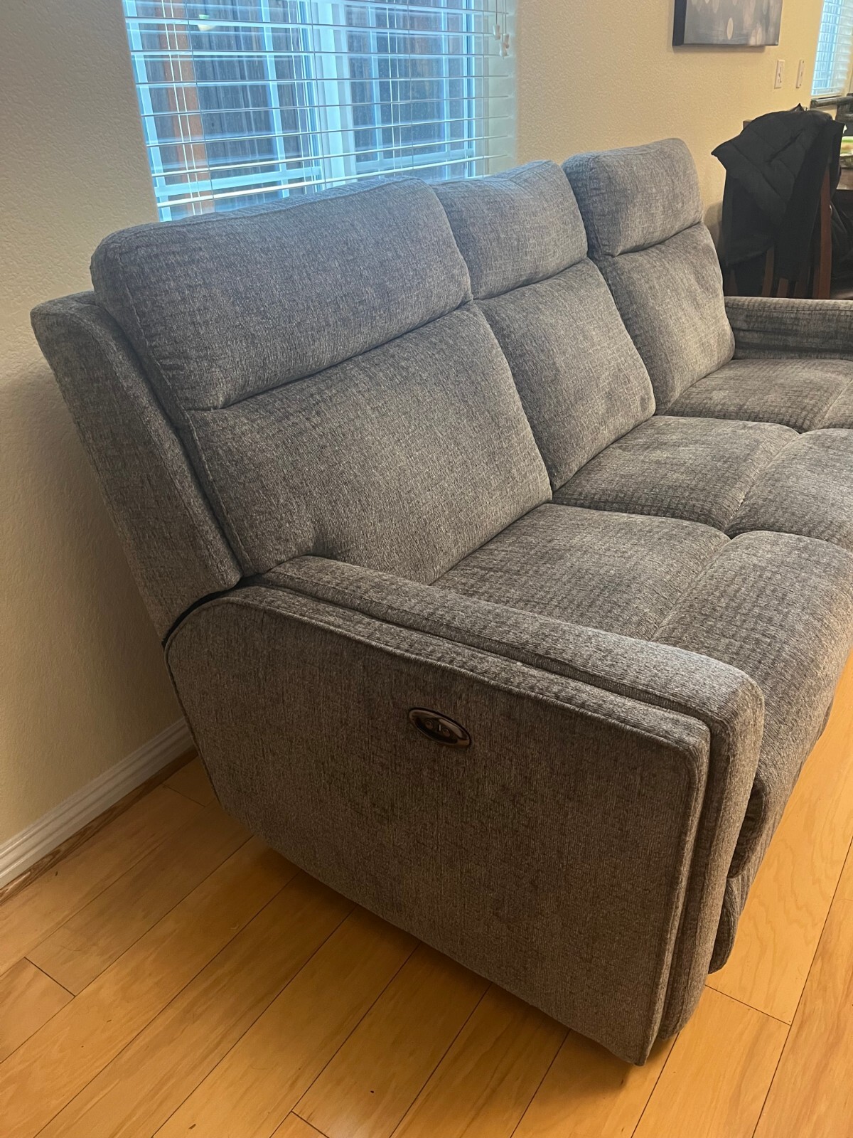 Hewitt Grey 85" Power Reclining Sofa with USB eBay