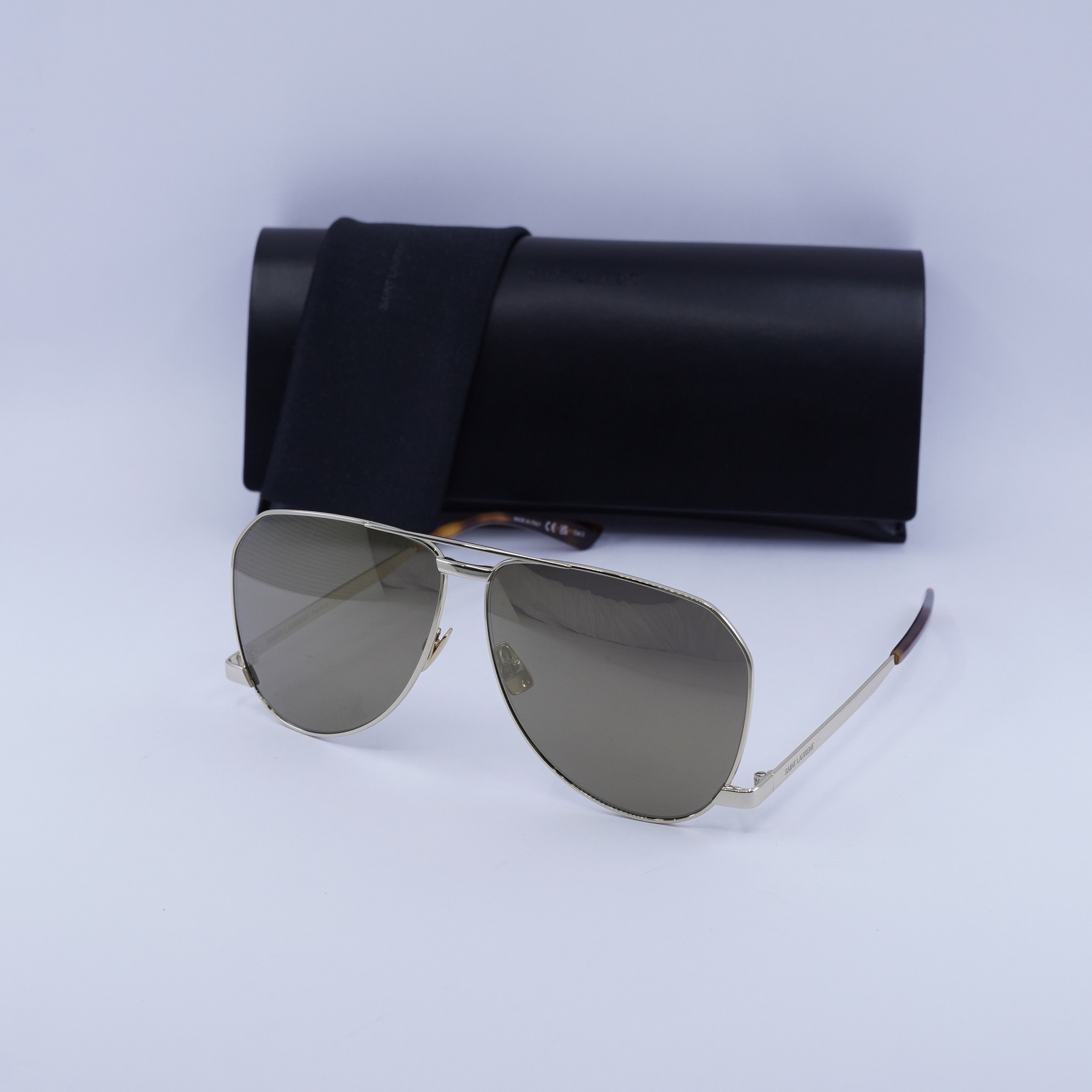 Nuovi occhiali da sole Saint Laurent SL690DUST 004 oro marrone oro specchio 61 11 140