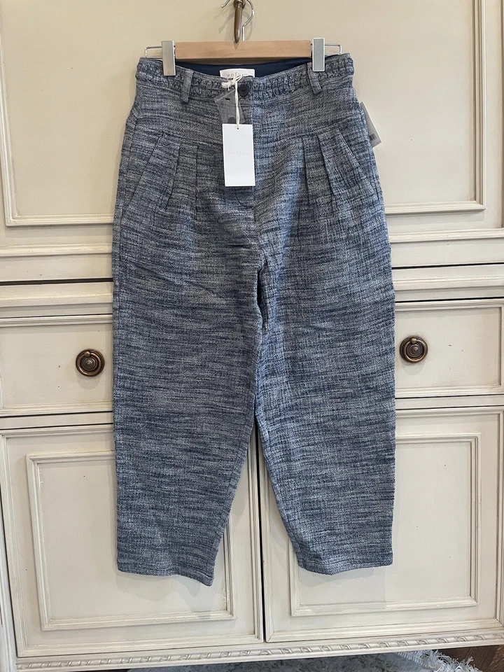 NUEVO CON ETIQUETAS $228 Joie Suave 100% Algodón Azul Rayne Pantalón Recortado 6 Ropa de Trabajo Elegante Foto 4 de 4