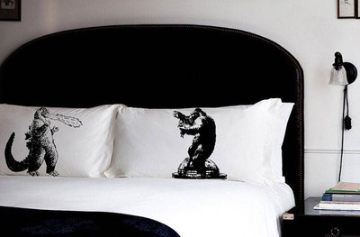 Godzilla vs King Kong Cotton Pillow Case Set Monsters vintage movie room decor