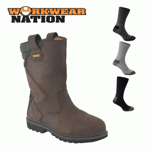 New Dewalt Rigger 2 Leather Workwear Dealer Shoe Boot Steel Toe Cap FREE SOCKS 
