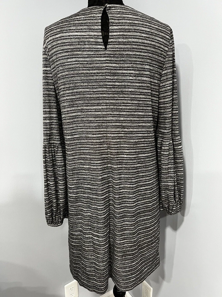 Vestido recto metálico manga larga globo gris plateado para mujer London Times 14 Foto 4 de 4