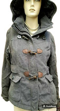 Hydraulic 60's Pea Coat Hooded Short Jacket Size Med Retro Gray Toggle Closure