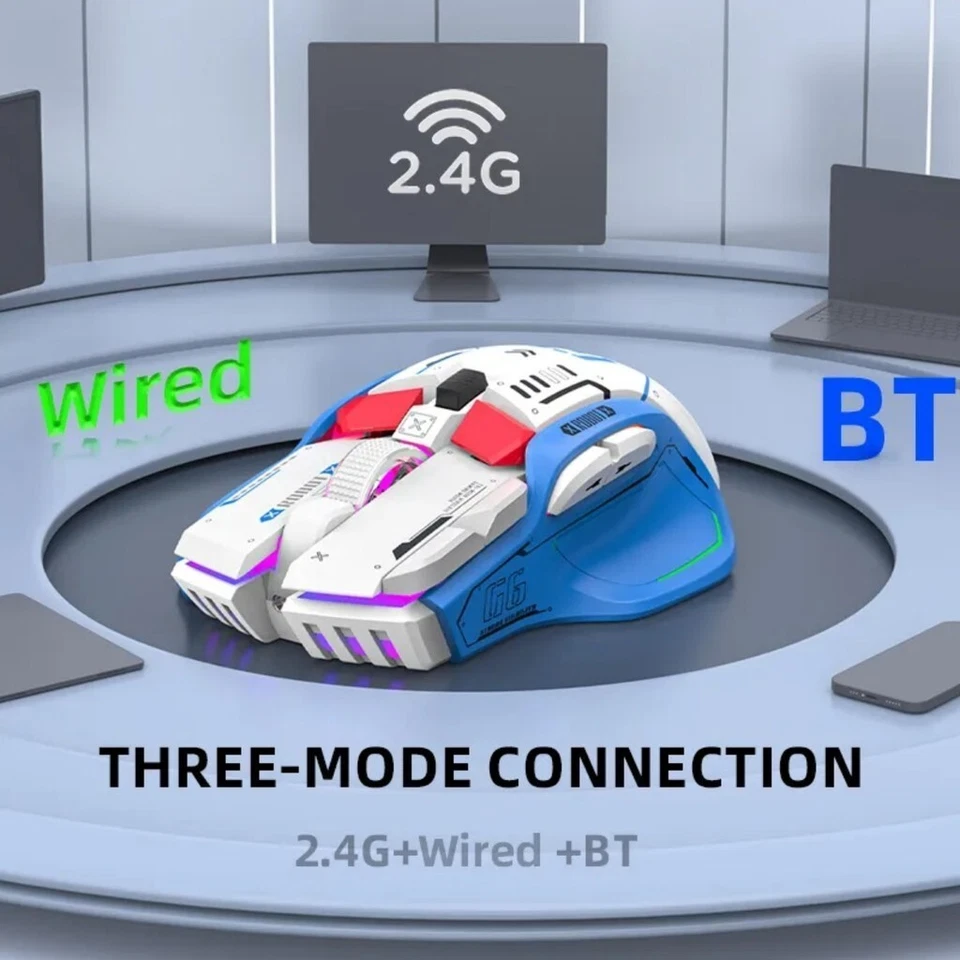 Tri-mode 2.4G USB Bluetooth Wireless 12 Keys RGB Gamimg Mouse For Windows IOS - Image 3 of 4