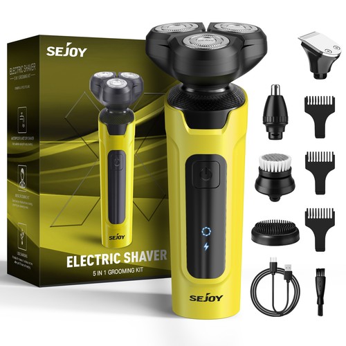 SEJOY 5in 1 Electric Rotary Shaver Beard Nose Hair Trimmer Wet Dry Razor for Men - Picture 53 of 61