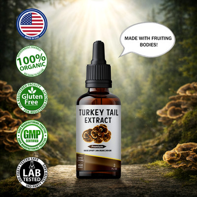 Turkey Tail Mushroom Extract Strong Organic Tincture Liquid Herbal Drops 2 Fl oz