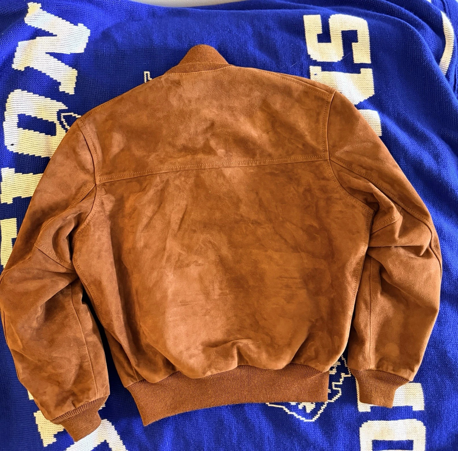 Aero Leathers Men’s 1950s College Bomber Jacket Goat Suede 42 Zip Lined image 2