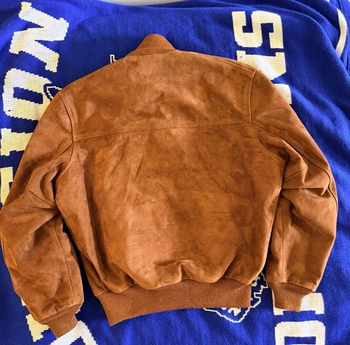 Aero Leathers Men’s 1950s College Bomber Jacket Goat Suede 42 Zip Lined image 2