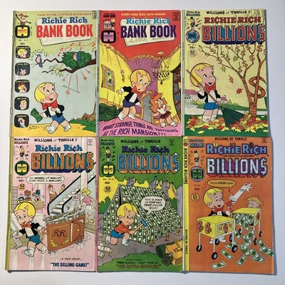 Richie Rich Lot Of 6 Bank Book #3 & #15 Billions #7, 17, 18, & #24 Avg Cond. VG