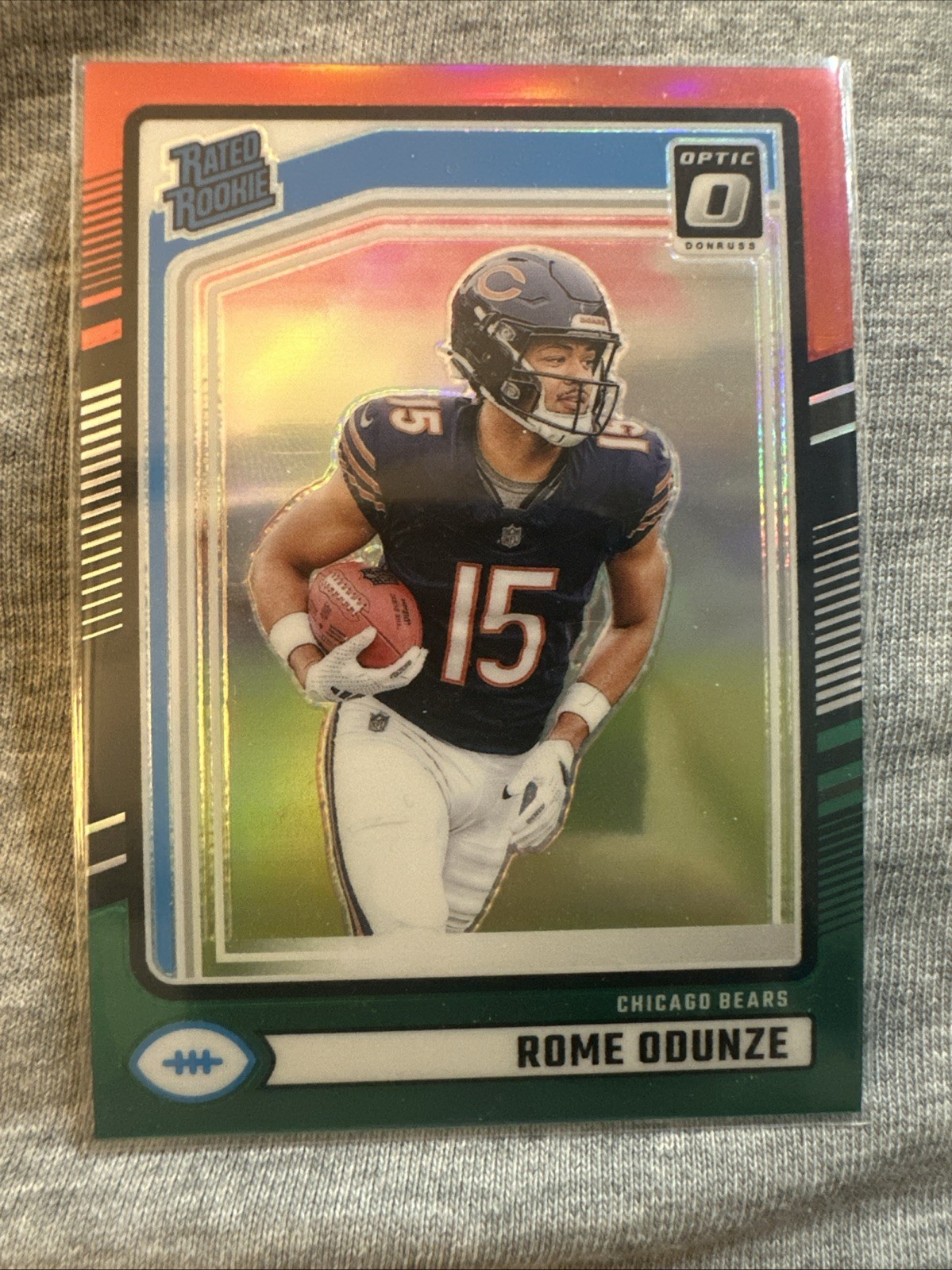 2024 Panini Donruss Rome Odunze Rated Rookie #309 Optic Preview Red/Green Prizm