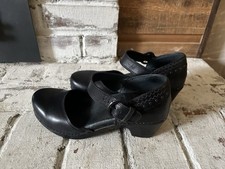 DANSKO Women's Mary Jane Black Leather Clogs Shoes EU 36 US 6-6.5