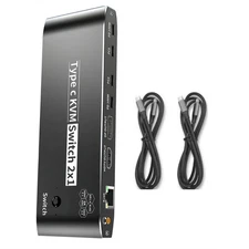 2 In 1 Out 100W 8K Type C KVM Switcher Splitter KVM Video Switcher For Computer
