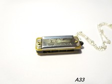 Vintage Harmonica Pendant Necklace Miniature WORKING Music necklace gift for him