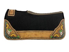 Almohadilla de silla de montar de fieltro Showman Pony con diseño de cactus, calavera y girasol pintado a mano