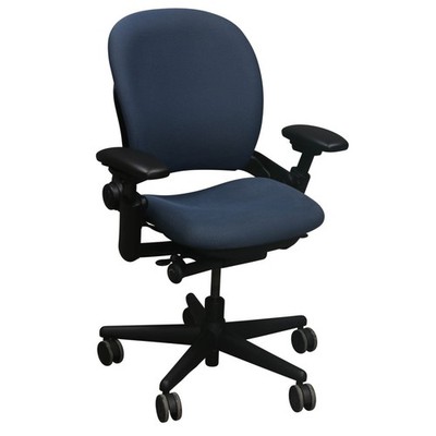 Steelcase Leap V1 Office Chair Blue Pattern Fabric Adjustable Ergonomic Lumbar