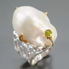 Handmade Natural Baroque Pearl Ring 925 Sterling Silver Size 8 /R468708