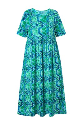 Ulla Popken Damen große Größen Maxikleid Zipper A Linie Tunika Ausschnitt