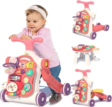 5 in 1 Walker for Baby Girl, Baby Push Walkers, Assemble as Scooter/Motorbike/Ac