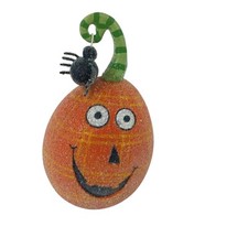 JACK O LANTERN Glitter Halloween pumpkins Happy With Spider Dangle 5 Inches