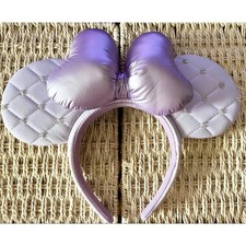 Disney- Parks Purple Ribbon Mickey Mouse Minnie Ears Bow Disneyland Headband NWT