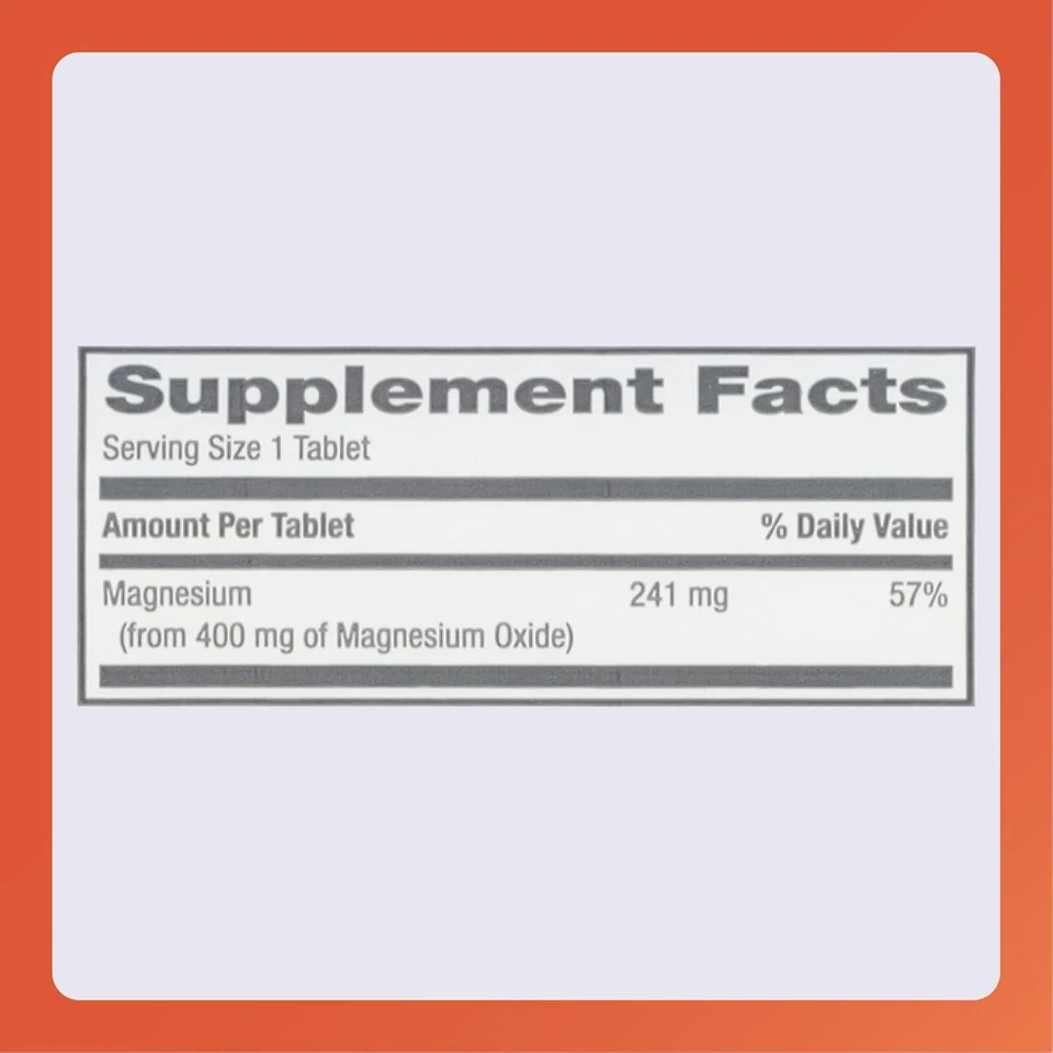 橄榄球氧化镁400毫克120片(2包)无麸质补充剂 — 第 4/4 张图片