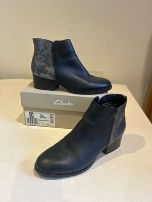 Clarks Elvina Dawn Damen-Stiefeletten Größe 5 schwarz Leder Reißverschluss