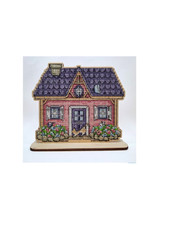 DIY Cross-Stitch Kit Summer house on Wooden Base for Home Decor