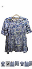 Stella McCartney Star Print Keyhole Round Neck Ruffle Blouse Size 8