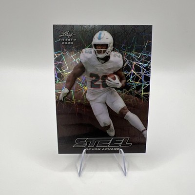 De Von Achane 2023 Leaf Trinity STEEL #S-26 Silver Lazer Miami Dolphins 