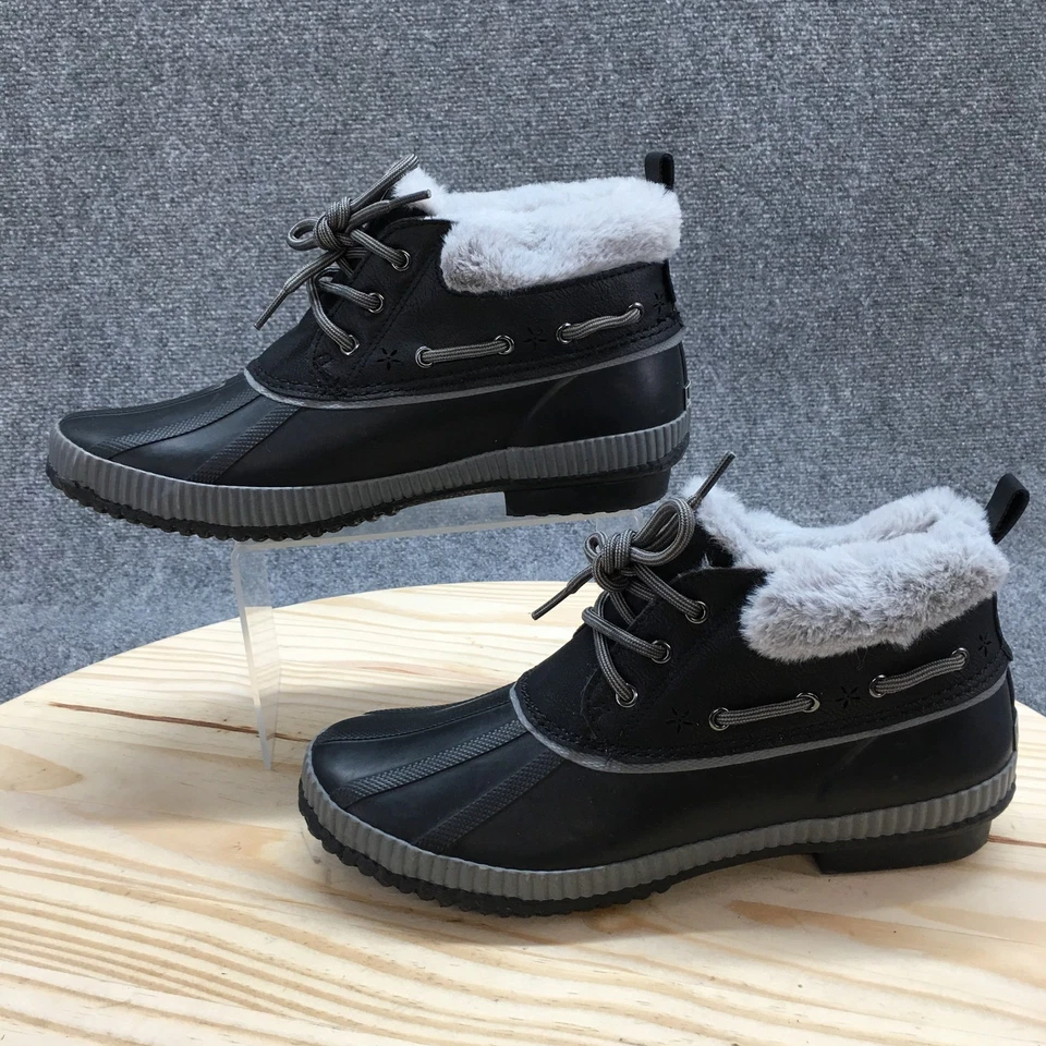 JBU Jambu Waterproof Winter Boots Womens 10M Maria Black Rubber Lace Up Faux Fur - Image 2 of 4